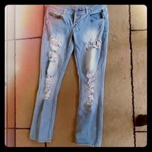 Ripped Jean's with lace inserts